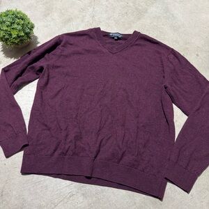 Hart‎ Shaffner Marx Extra Fine Merino Wool Sweater Men Size L Burgundy Vneck Red